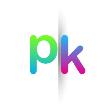 İlk Harf PK Küçük Logo Yeşil, Pembe ve Mavi, Modern ve Basit Logo Tasarımı.