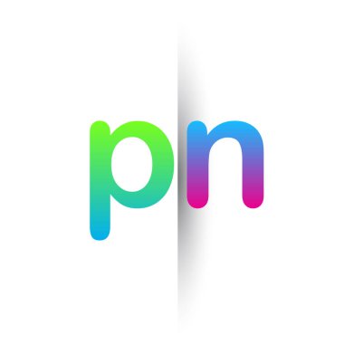 İlk Harf PN Küçük Logo Yeşil, Pembe ve Mavi, Modern ve Basit Logo Tasarımı.