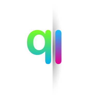 Başlangıç Harfi QL Küçük Logo Yeşil, Pembe ve Mavi, Modern ve Basit Logo Tasarımı.
