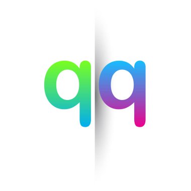Başlangıç Harfi QQ Küçük Logo Yeşil, Pembe ve Mavi, Modern ve Basit Logo Tasarımı.