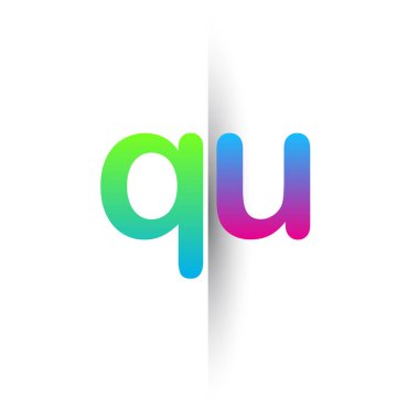 Başlangıç Harfi QU Küçük Logo Yeşil, Pembe ve Mavi, Modern ve Basit Logo Tasarımı.