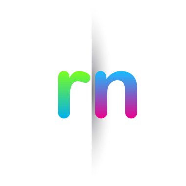 İlk Harf RN Küçük Logo Yeşil, Pembe ve Mavi, Modern ve Basit Logo Tasarımı.