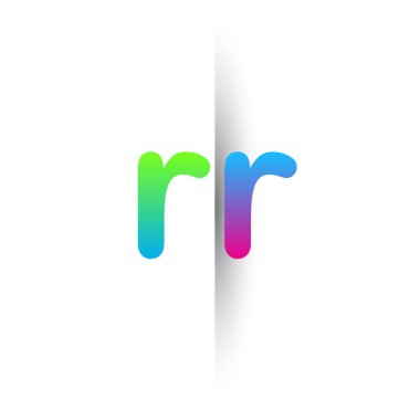 İlk Harf RR Küçük Logo Yeşil, Pembe ve Mavi, Modern ve Basit Logo Tasarımı.