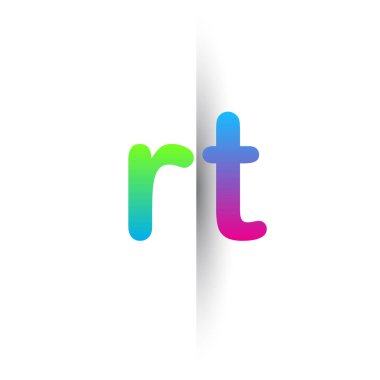 İlk Harf RT Küçük Logo Yeşil, Pembe ve Mavi, Modern ve Basit Logo Tasarımı.