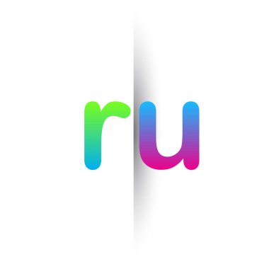 İlk Harf RU Küçük Logo Yeşil, Pembe ve Mavi, Modern ve Basit Logo Tasarımı.