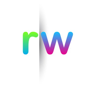 İlk Harf RW Küçük Logo Yeşil, Pembe ve Mavi, Modern ve Basit Logo Tasarımı.