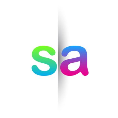 Baş harf SA Küçük harf logosu yeşil, pembe ve mavi, Modern ve basit logo tasarımı.