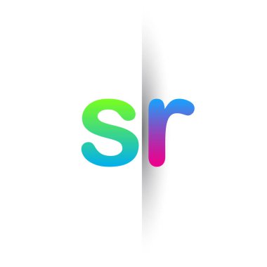 İlk Harf SR Küçük Logo Yeşil, Pembe ve Mavi, Modern ve Basit Logo Tasarımı.