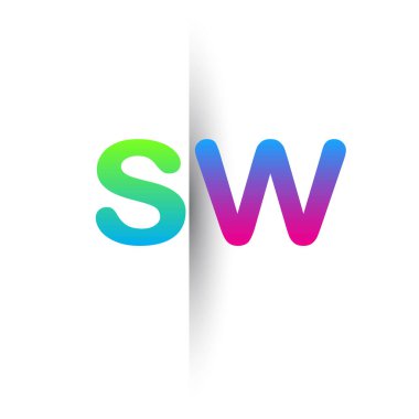 İlk Harf SW Küçük Logo Yeşil, Pembe ve Mavi, Modern ve Basit Logo Tasarımı.