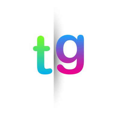 İlk Harf TG Küçük Logo Yeşil, Pembe ve Mavi, Modern ve Basit Logo Tasarımı.