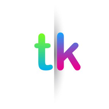 İlk Harf TK Küçük Logo Yeşil, Pembe ve Mavi, Modern ve Basit Logo Tasarımı.