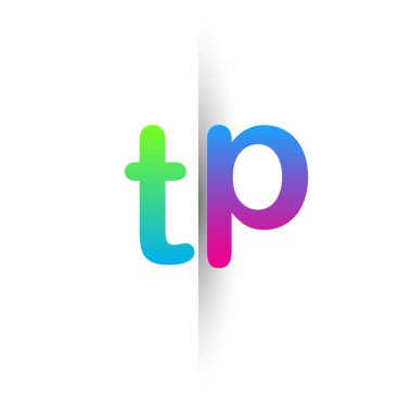 İlk Harf TP Küçük Logo Yeşil, Pembe ve Mavi, Modern ve Basit Logo Tasarımı.