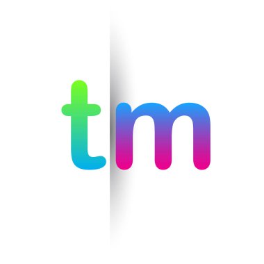 İlk Harf TM Küçük Logo Yeşil, Pembe ve Mavi, Modern ve Basit Logo Tasarımı.