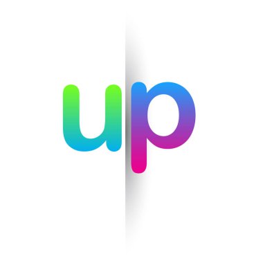 İlk Harf UP Küçük Logo Yeşil, Pembe ve Mavi, Modern ve Basit Logo Tasarımı.