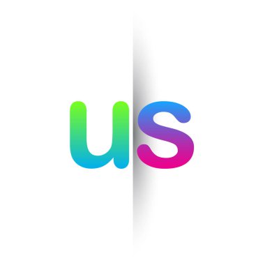 İlk Harf ABD Küçük Logosu Yeşil, Pembe ve Mavi, Modern ve Basit Logo Tasarımı.