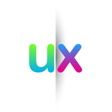 İlk Harf UX Logosu Yeşil, Pembe ve Mavi, Modern ve Basit Logo Tasarımı.