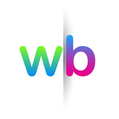 İlk Harf WB Küçük Logo Yeşil, Pembe ve Mavi, Modern ve Basit Logo Tasarımı.