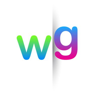 İlk Harf WG Küçük Logo Yeşil, Pembe ve Mavi, Modern ve Basit Logo Tasarımı.