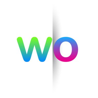 İlk Harf WO Küçük Logo Yeşil, Pembe ve Mavi, Modern ve Basit Logo Tasarımı.