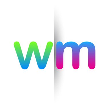 İlk Harf WM Küçük Logo Yeşil, Pembe ve Mavi, Modern ve Basit Logo Tasarımı.