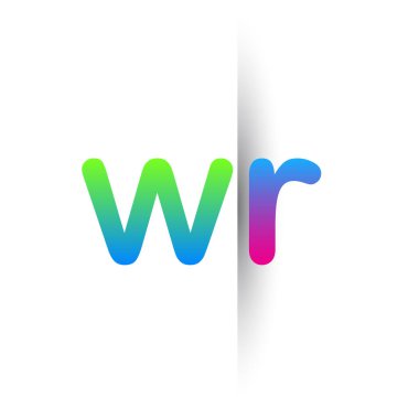 İlk Harf WR Küçük Logo Yeşil, Pembe ve Mavi, Modern ve Basit Logo Tasarımı.
