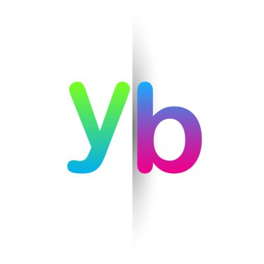 İlk Harf YB Küçük Logo Yeşil, Pembe ve Mavi, Modern ve Basit Logo Tasarımı.