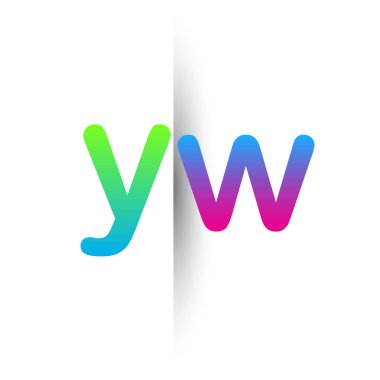 İlk Harf YW Küçük Logo Yeşil, Pembe ve Mavi, Modern ve Basit Logo Tasarımı.