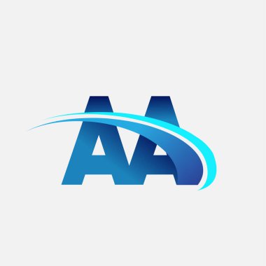 İlk harf AA logotype şirketi adı mavi ve swoosh tasarımı. iş ve şirket kimliği için vektör logosu.