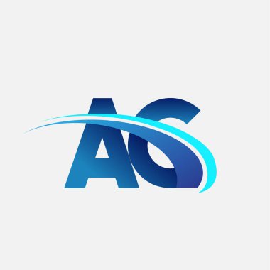 İlk harf AC logotype şirketi adı mavi ve swoosh tasarımı. iş ve şirket kimliği için vektör logosu.