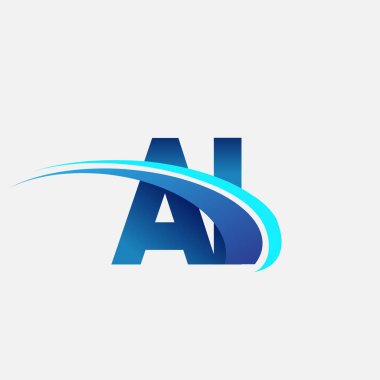 İlk harf AI logotype şirketi adı mavi ve swoosh tasarımı. iş ve şirket kimliği için vektör logosu.