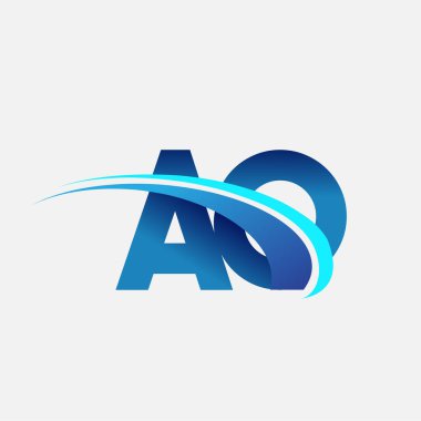 İlk harf AO logotype şirket adı mavi ve swoosh tasarımı. iş ve şirket kimliği için vektör logosu.