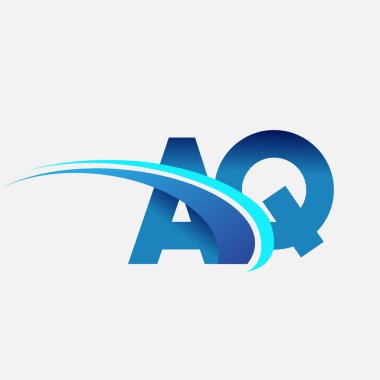İlk harf AQ logotype şirketi adı mavi ve swoosh tasarımı. iş ve şirket kimliği için vektör logosu.