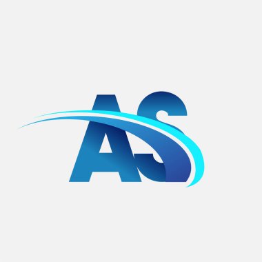 İlk harf AS logotype şirketi adı mavi ve swoosh tasarımı. iş ve şirket kimliği için vektör logosu.