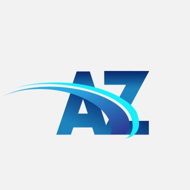 İlk harf AZ logotype şirket adı mavi ve swoosh tasarımı. iş ve şirket kimliği için vektör logosu.