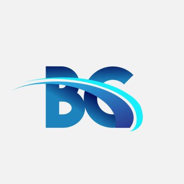 İlk harf BC logotype şirketi adı mavi ve swoosh tasarımı. iş ve şirket kimliği için vektör logosu.