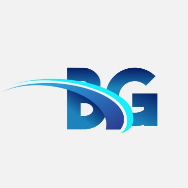 İlk harf BG logotype şirket adı mavi ve swoosh tasarımı. iş ve şirket kimliği için vektör logosu.