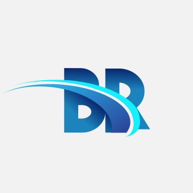 İlk harf BR logotype şirket adı mavi ve swoosh tasarımı. iş ve şirket kimliği için vektör logosu.