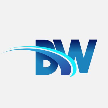 İlk harf BW logotype şirketi adı mavi ve swoosh tasarımı. iş ve şirket kimliği için vektör logosu.