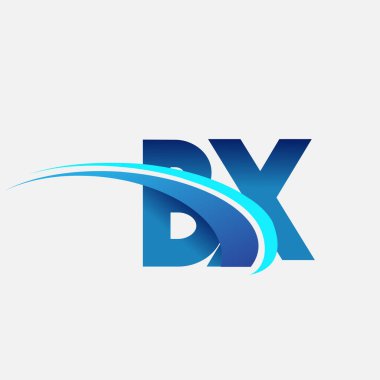 İlk harf BX logotype şirket adı mavi ve swoosh tasarımı. iş ve şirket kimliği için vektör logosu.