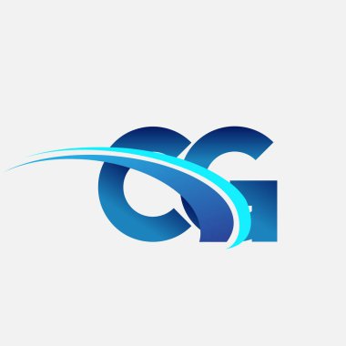 İlk harf CG logotype şirketi adı mavi ve swoosh tasarımı. iş ve şirket kimliği için vektör logosu.