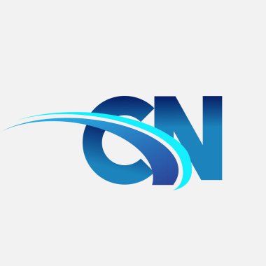 İlk harf CN logotype şirket adı mavi ve swoosh tasarımı. iş ve şirket kimliği için vektör logosu.