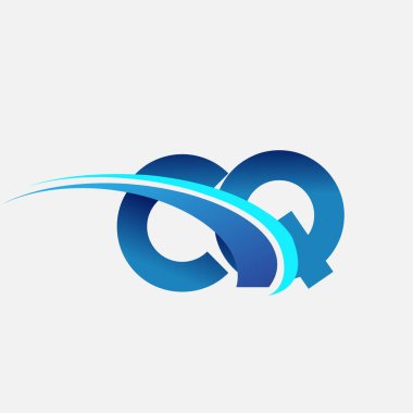 İlk harf CQ logotype şirketi adı mavi ve swoosh tasarımı. iş ve şirket kimliği için vektör logosu.