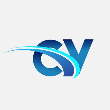 İlk harf CY logotype şirket adı mavi ve swoosh tasarımı. iş ve şirket kimliği için vektör logosu.