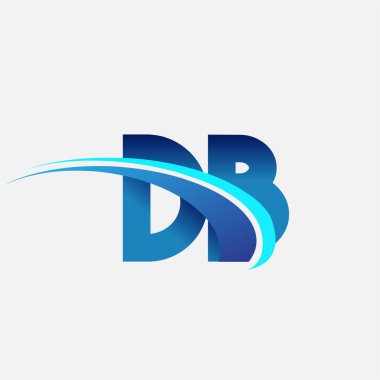 İlk harf DB logotype şirket adı mavi ve swoosh tasarımı. iş ve şirket kimliği için vektör logosu.