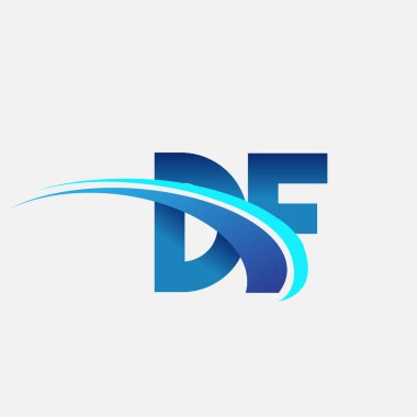 İlk harf DF logotype şirket adı mavi ve swoosh tasarımı. iş ve şirket kimliği için vektör logosu.