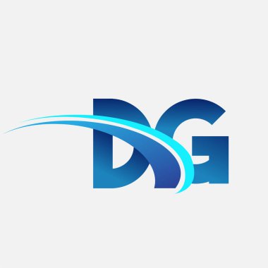 İlk harf DG logotype şirket adı mavi ve swoosh tasarımı. iş ve şirket kimliği için vektör logosu.