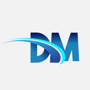 İlk harf DM logotype şirket adı mavi ve swoosh tasarımı. iş ve şirket kimliği için vektör logosu.