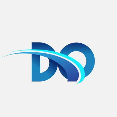 İlk harf Do logotype şirket adı mavi ve swoosh tasarımı. iş ve şirket kimliği için vektör logosu.