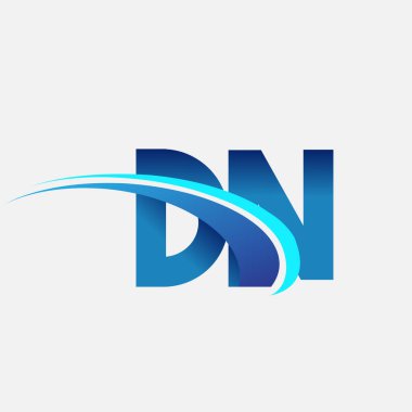 İlk harf DN logotype şirket adı mavi ve swoosh tasarımı. iş ve şirket kimliği için vektör logosu.