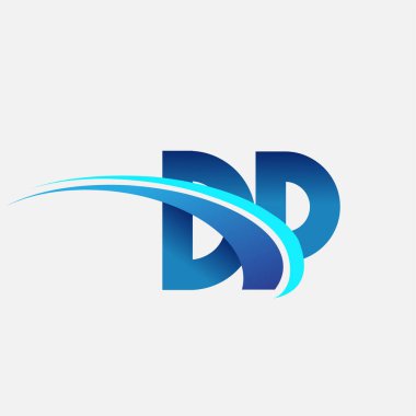İlk harf DP logotype şirket adı mavi ve swoosh tasarımı. iş ve şirket kimliği için vektör logosu.